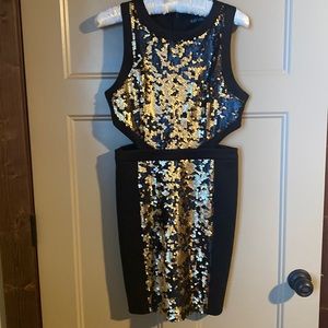 Fabrik gold sequin cut out dress